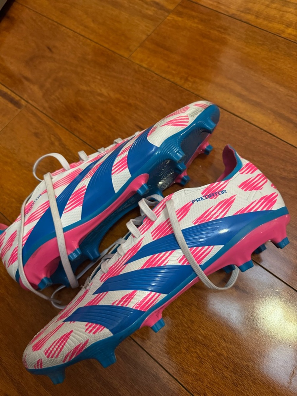 adidas Soccer Cleats White Pink & Blue